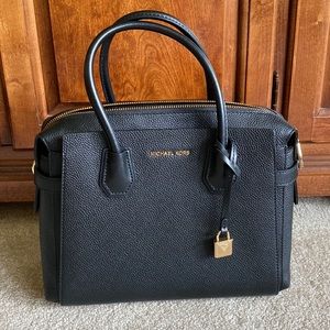 Michael Kors Mercer Belted Pebble Leather Satchel (Medium)